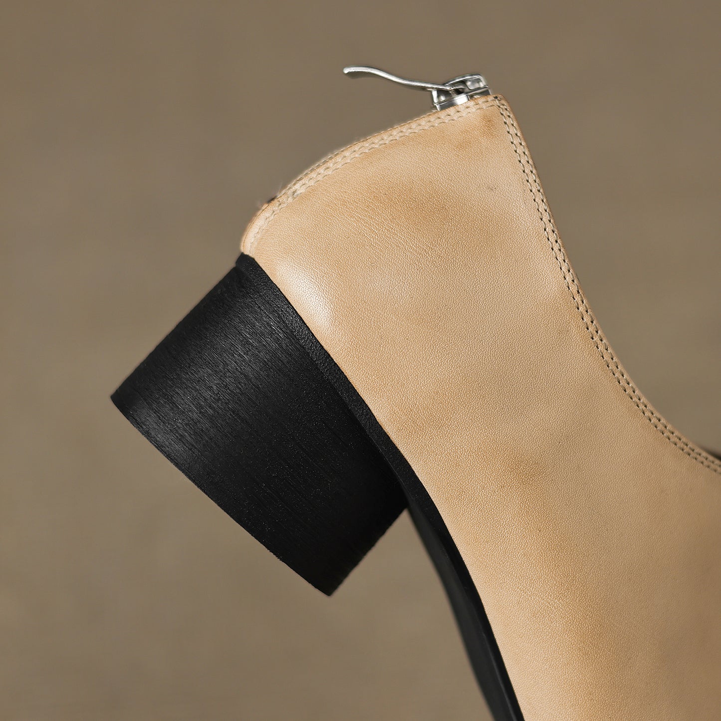 TinaCus Women's Oxford Pumps Handmade Genuine Leather Square Toe Back Zipper Office Business Shoes