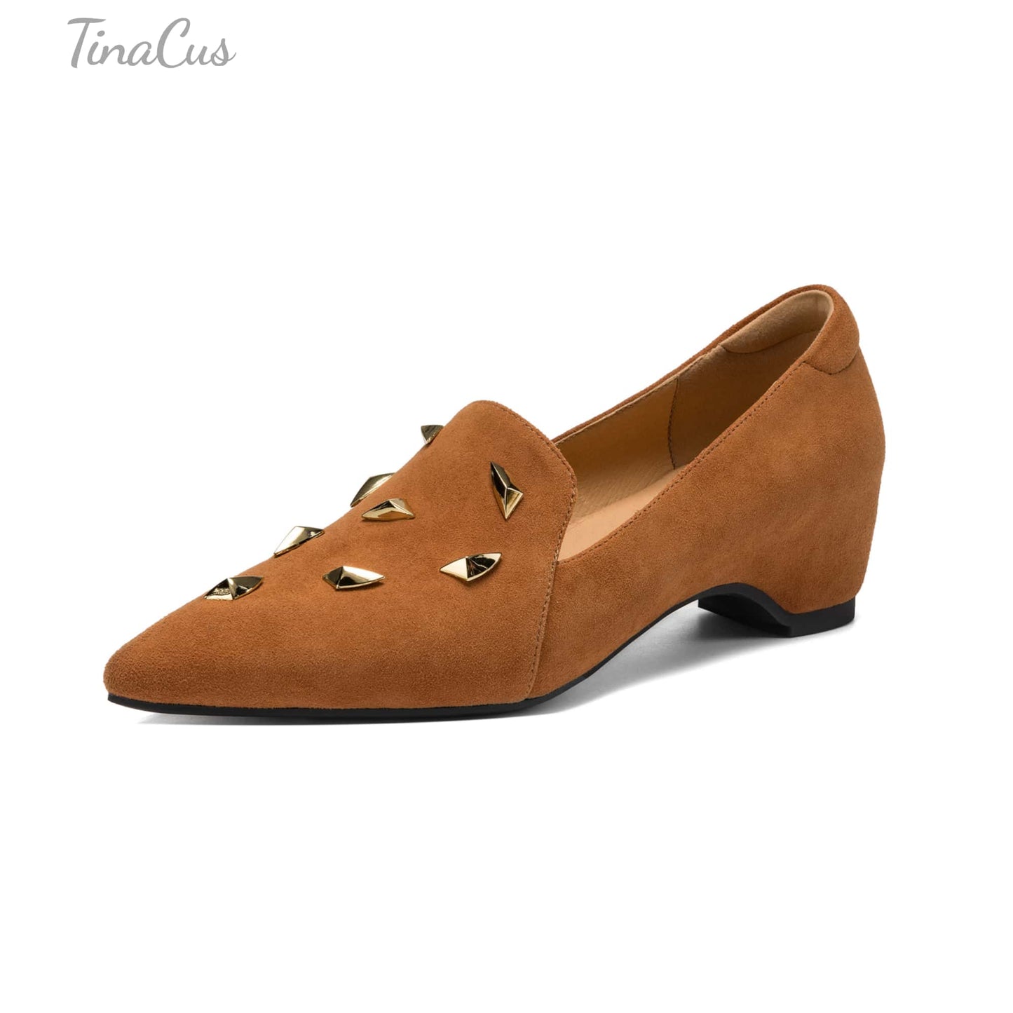 TinaCus Women's Suede Leather Slip On Loafers Handmade Pointed Toe Dress Shoes