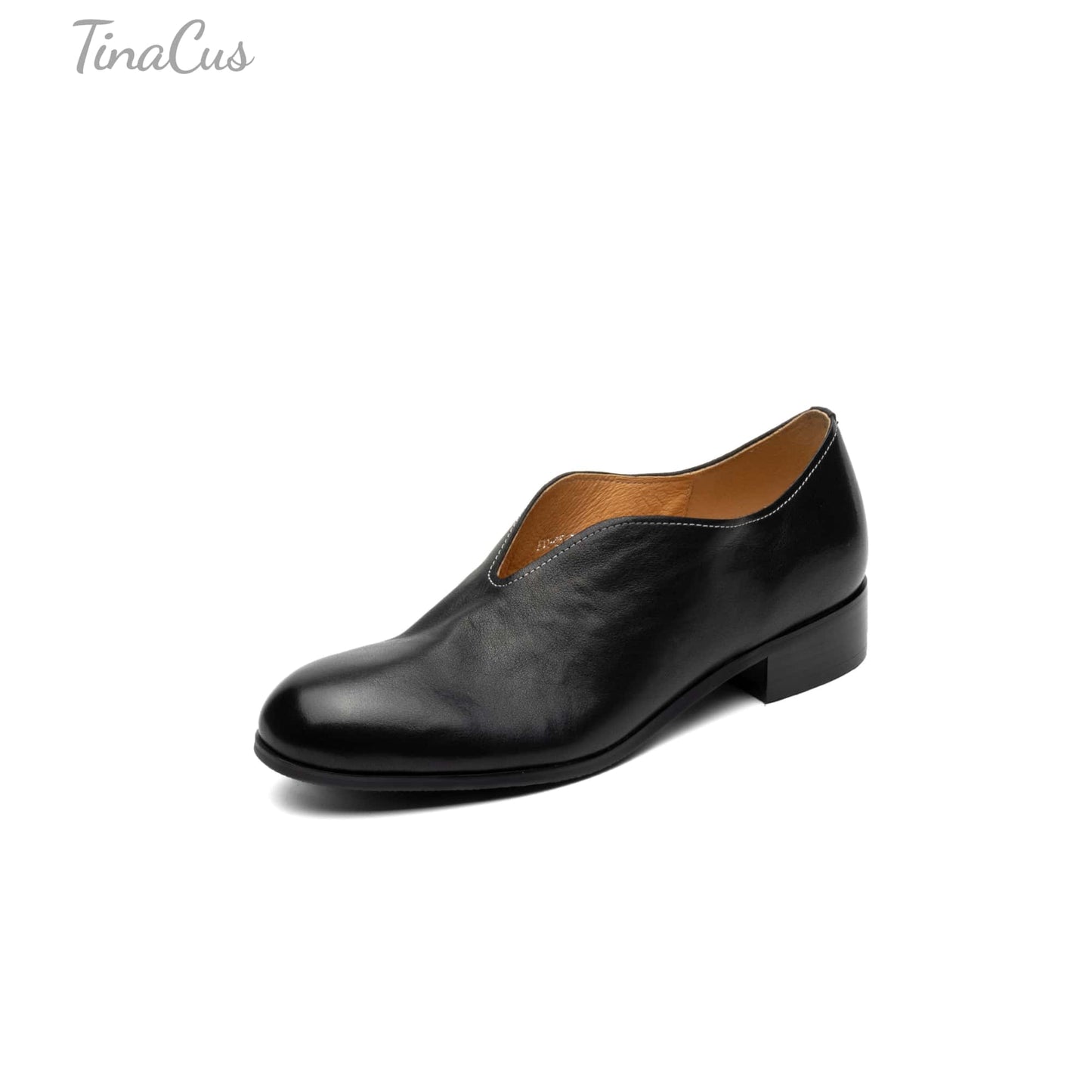 TinaCus Handmade Women's Genuine Leather Classic Slip On V-Cut Round Toe Loafer Flats Shoes