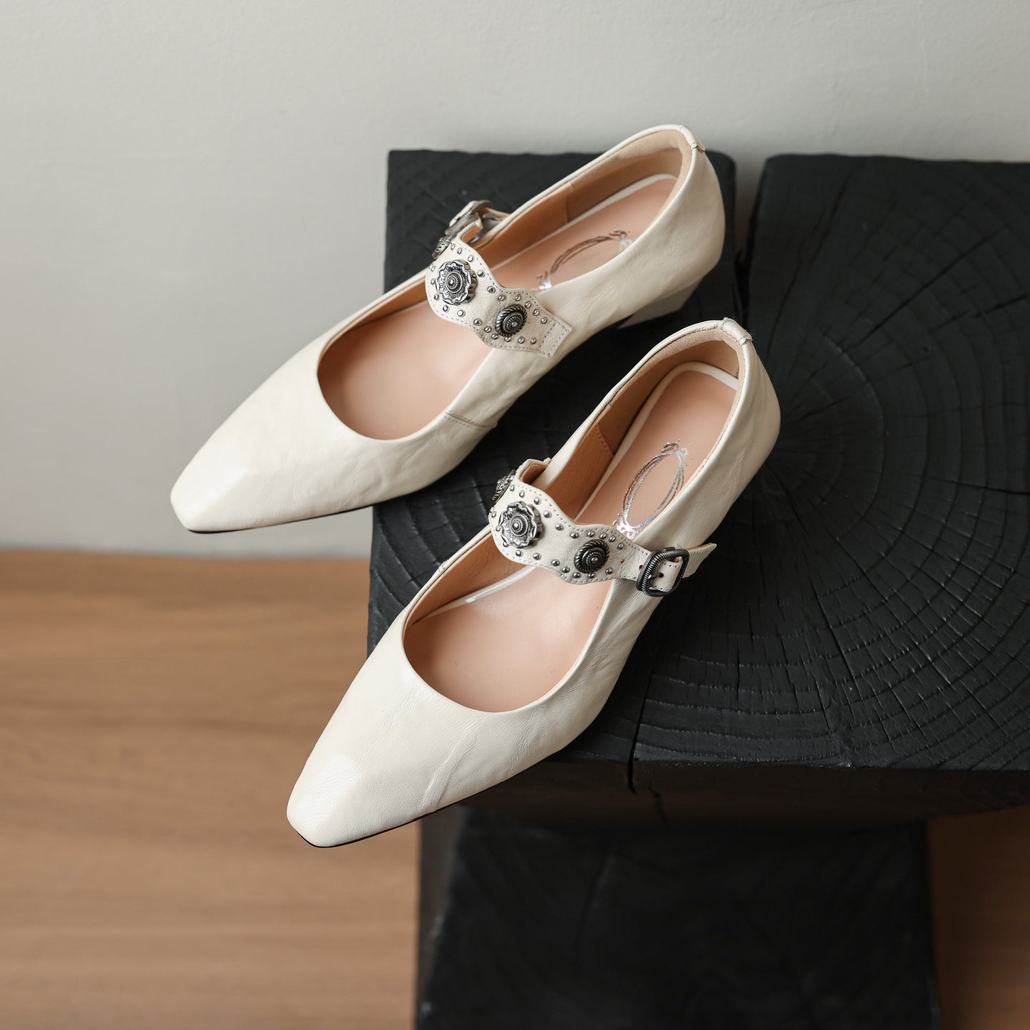 TinaCus Women's Mary Jane Handmade Genuine Leather Square Toe Strap Buckle Chunky Heel Dress Pumps Shoes