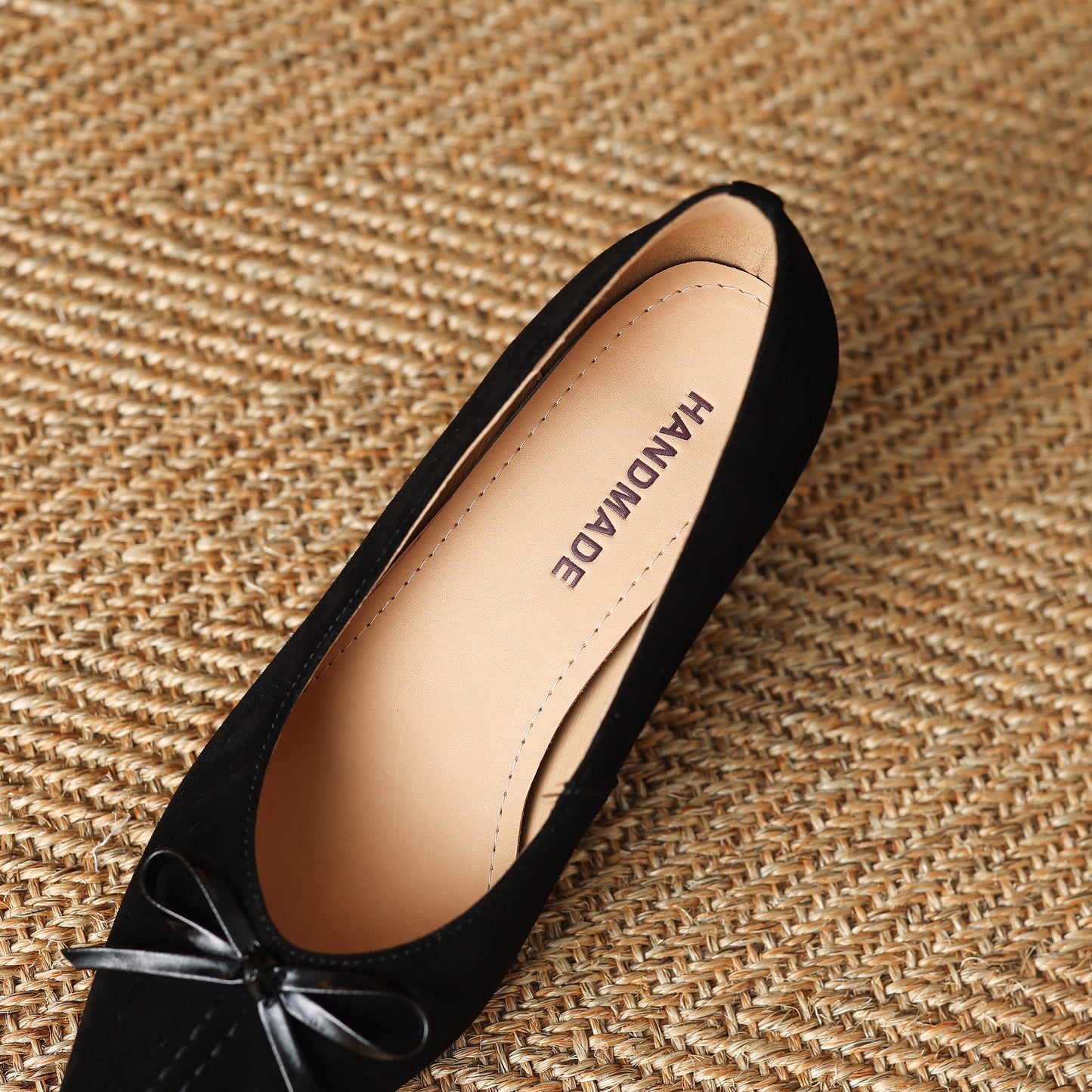 TinaCus Handmade Women's Suede Leather Pointed Toe Bowknot Slip on Chunky Heel Pumps Shoes