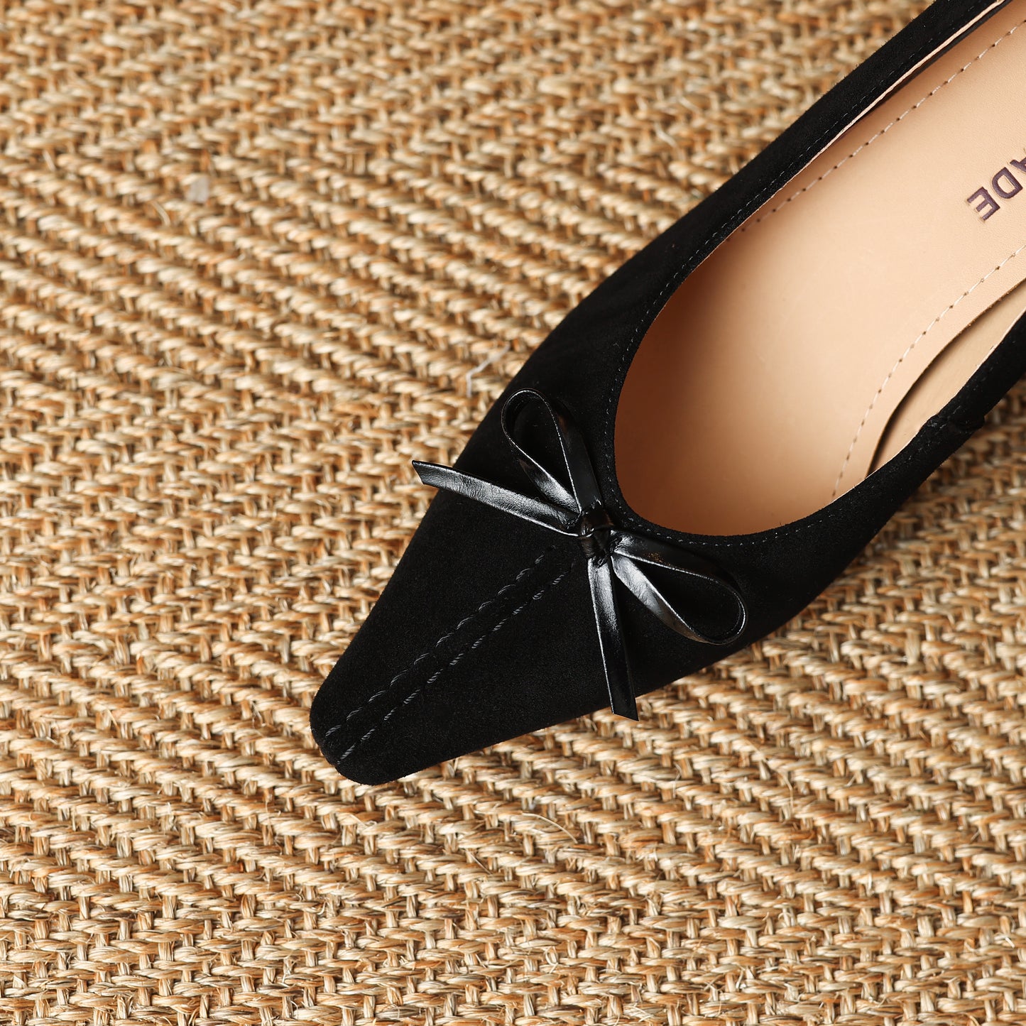 TinaCus Handmade Women's Suede Leather Pointed Toe Bowknot Slip on Chunky Heel Pumps Shoes