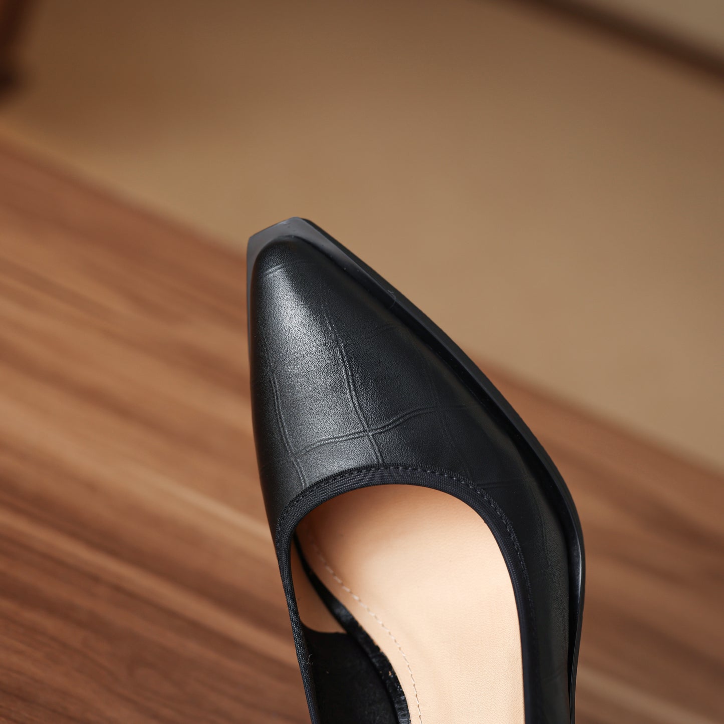 TinaCus Handmade Women's Genuine Leather Classic Pointed Toe Chunky Heel Pumps Shoes