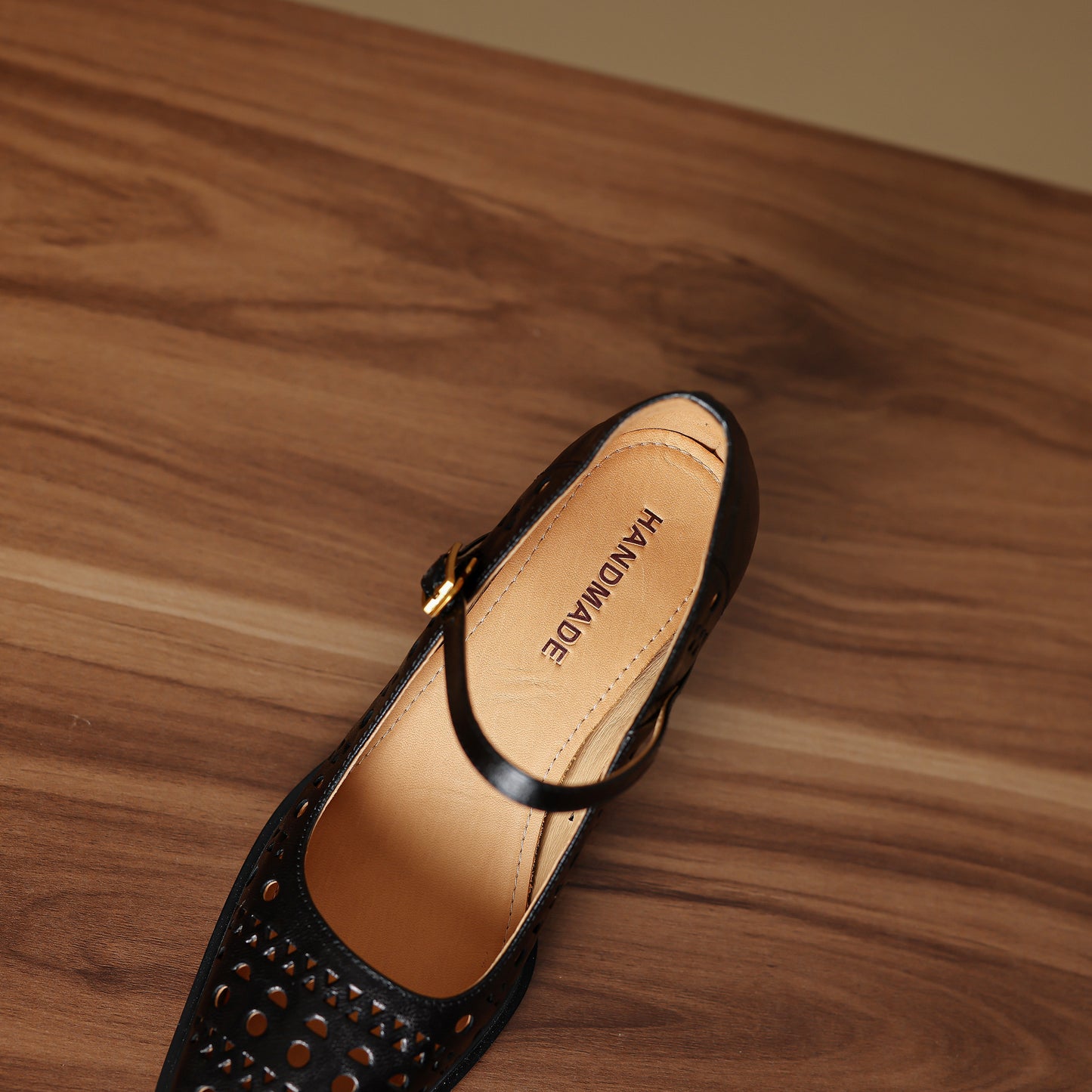 TinaCus Handmade Women's Genuine Leather Breathable Square Toe Mary Jane Pumps Shoes