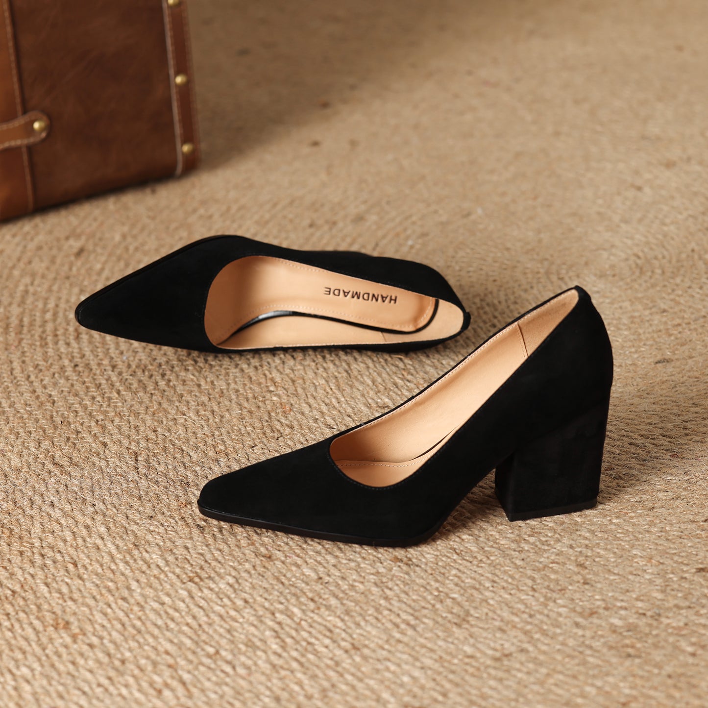 TinaCus Handmade Women's Genuine Leather Pointed Toe Office Ladies Classic Pumps Shoes