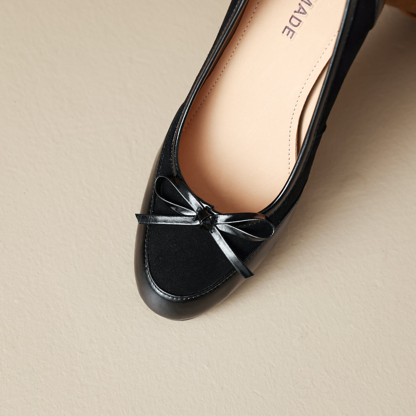 TinaCus Handmade Women's Suede Leather Round Toe Slip On Mid Wedge Heel Pumps Shoes