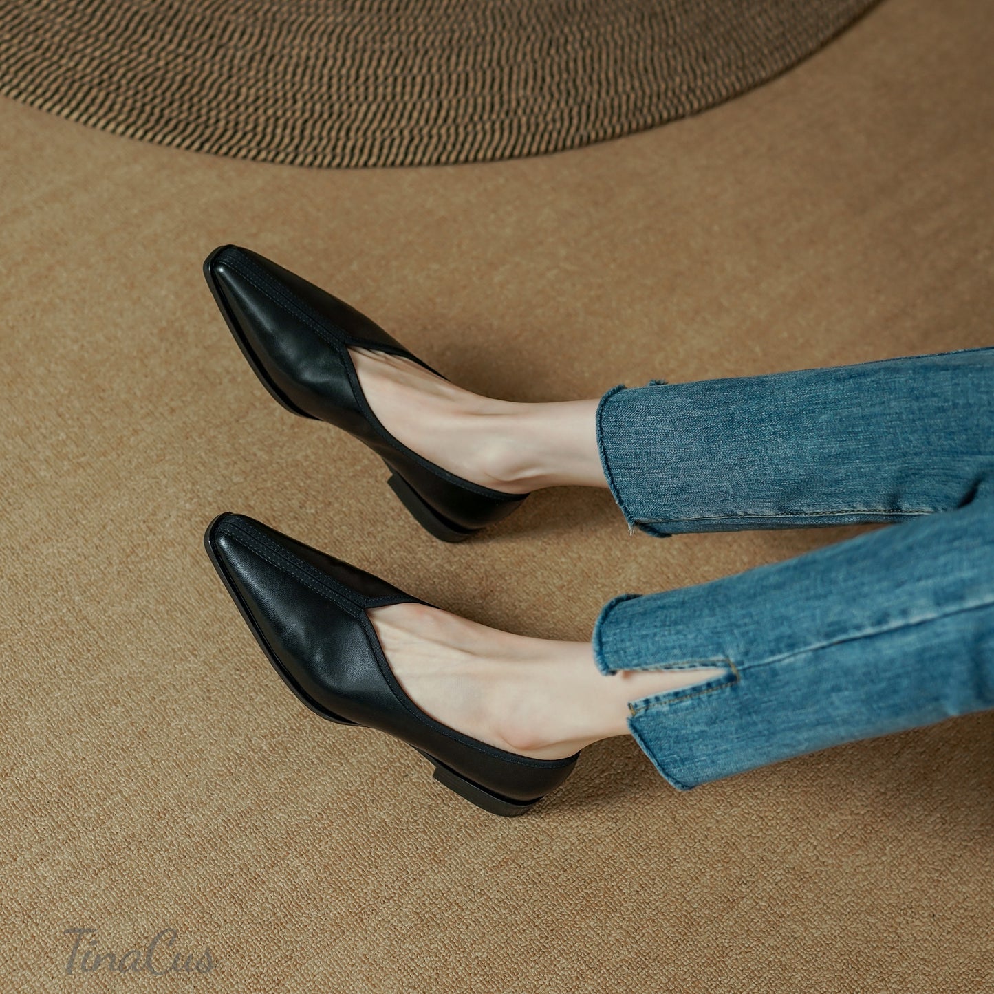 TinaCus Handmade Pointed Toe Genuine Leather Comfortable Slip On Women's Flat Shoes