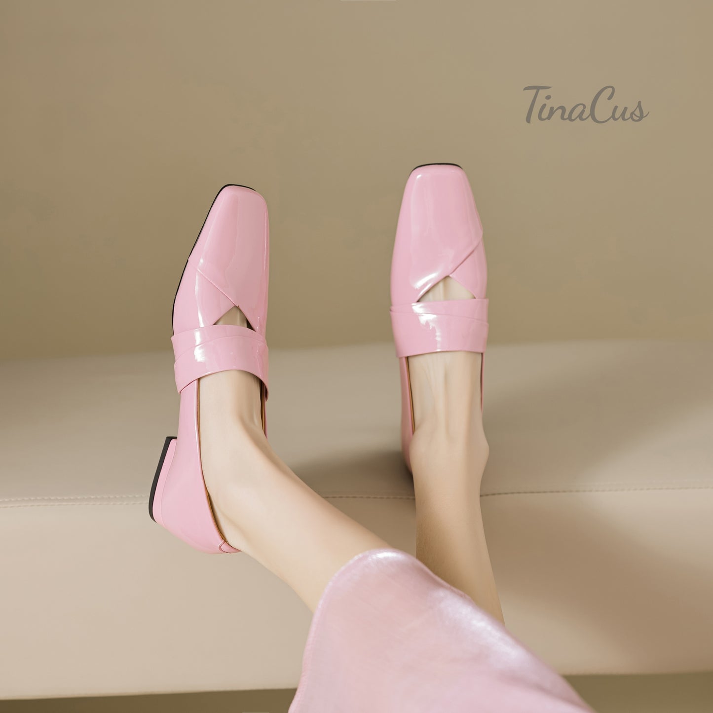 TinaCus Glossy Patent Leather Handmade Square Toe Women's Casual Flat Shoes