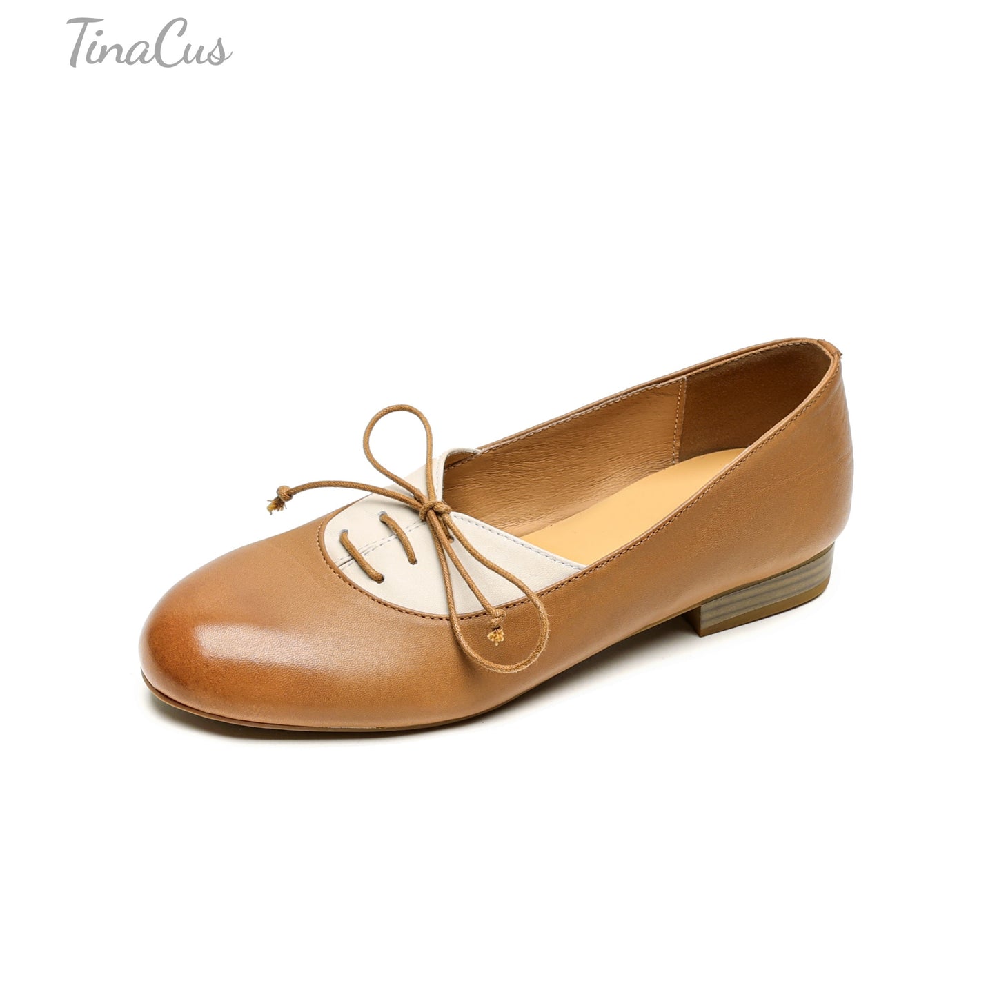 TinaCus Round Toe Women's Lace-up Genuine Leather Handmade Multi-Color Design Flat Shoes