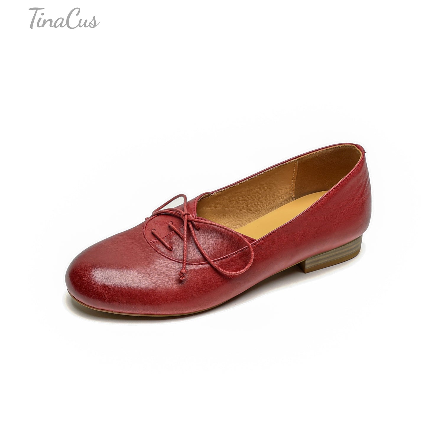 TinaCus Round Toe Women's Lace-up Genuine Leather Handmade Multi-Color Design Flat Shoes