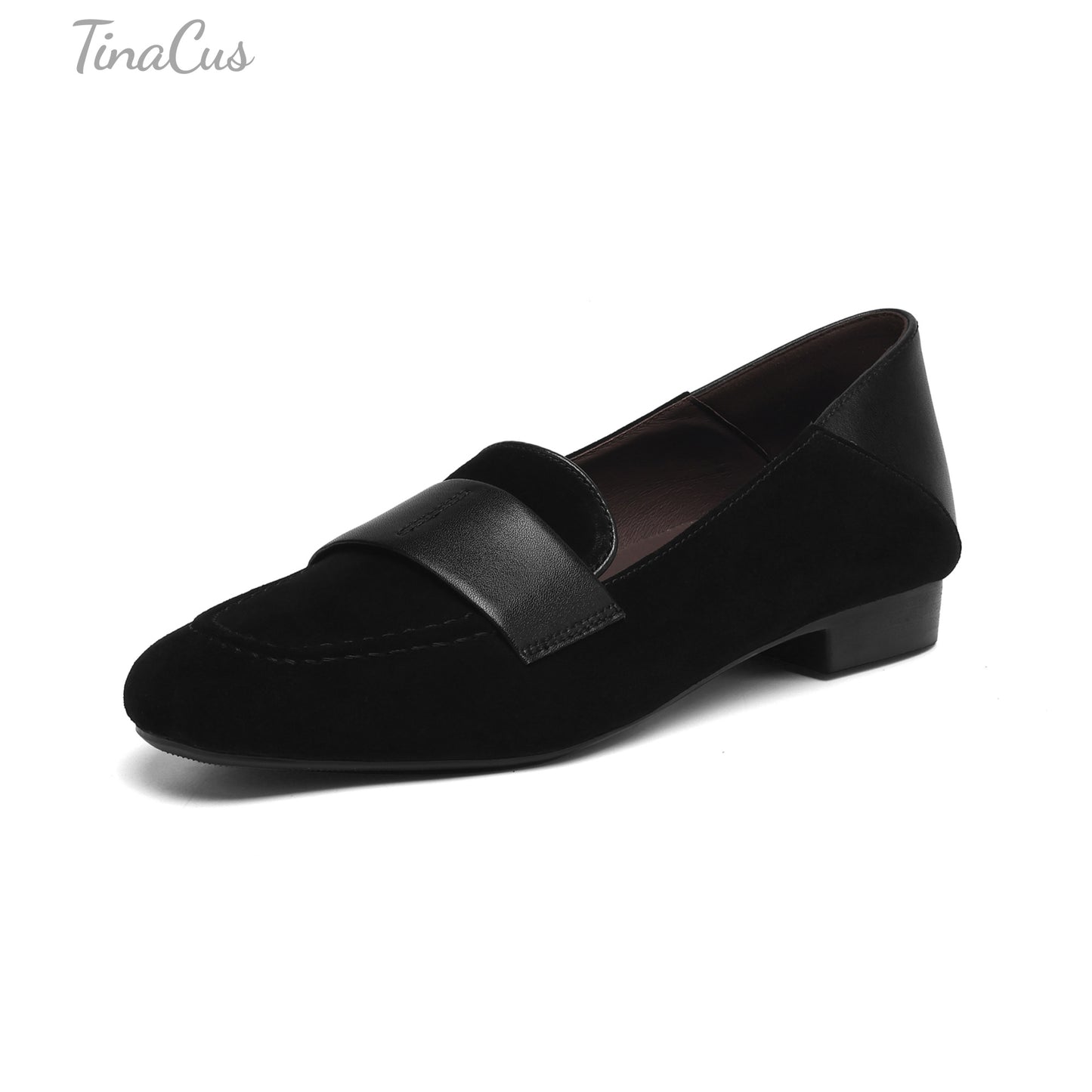 TinaCus Suede & Genuine Leather Handmade Round Toe Comfortable Women's Slip on Flat Shoes