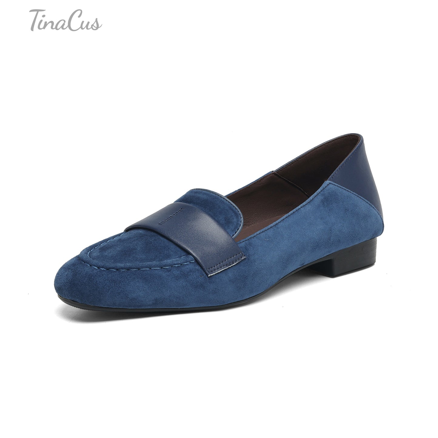 TinaCus Suede & Genuine Leather Handmade Round Toe Comfortable Women's Slip on Flat Shoes