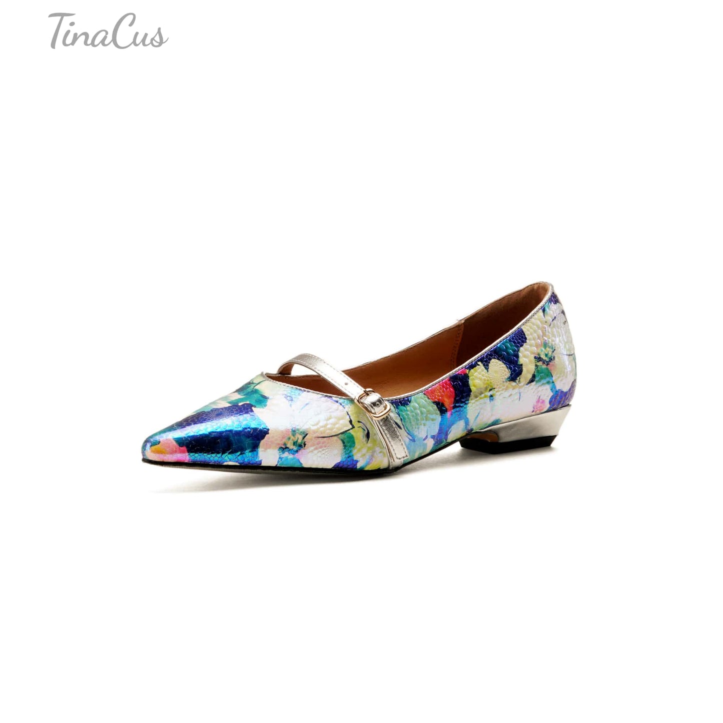 TinaCus Women's Pointed Toe Mary Jane Shoes Handmade Leather Colorful Dress Slip-on Shoes