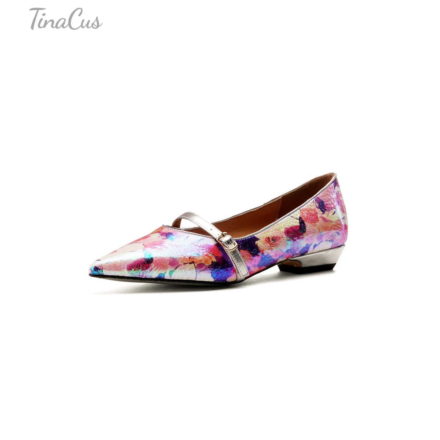 TinaCus Women's Pointed Toe Mary Jane Shoes Handmade Leather Colorful Dress Slip-on Shoes