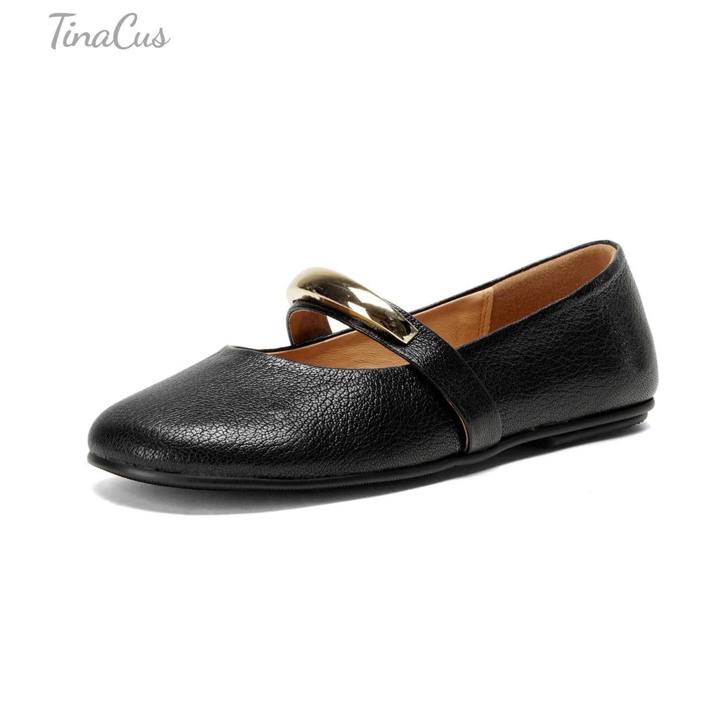 TinaCus Genuine Leather Women's Round Toe Slip on Cute Mary Jane Shoes Comfortable Flats