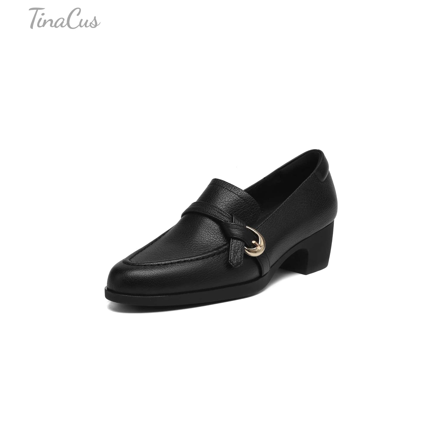 TinaCus Handmade Women's Genuine Leather Round Toe Slip-on Office Loafer Shoes with Decor Knot