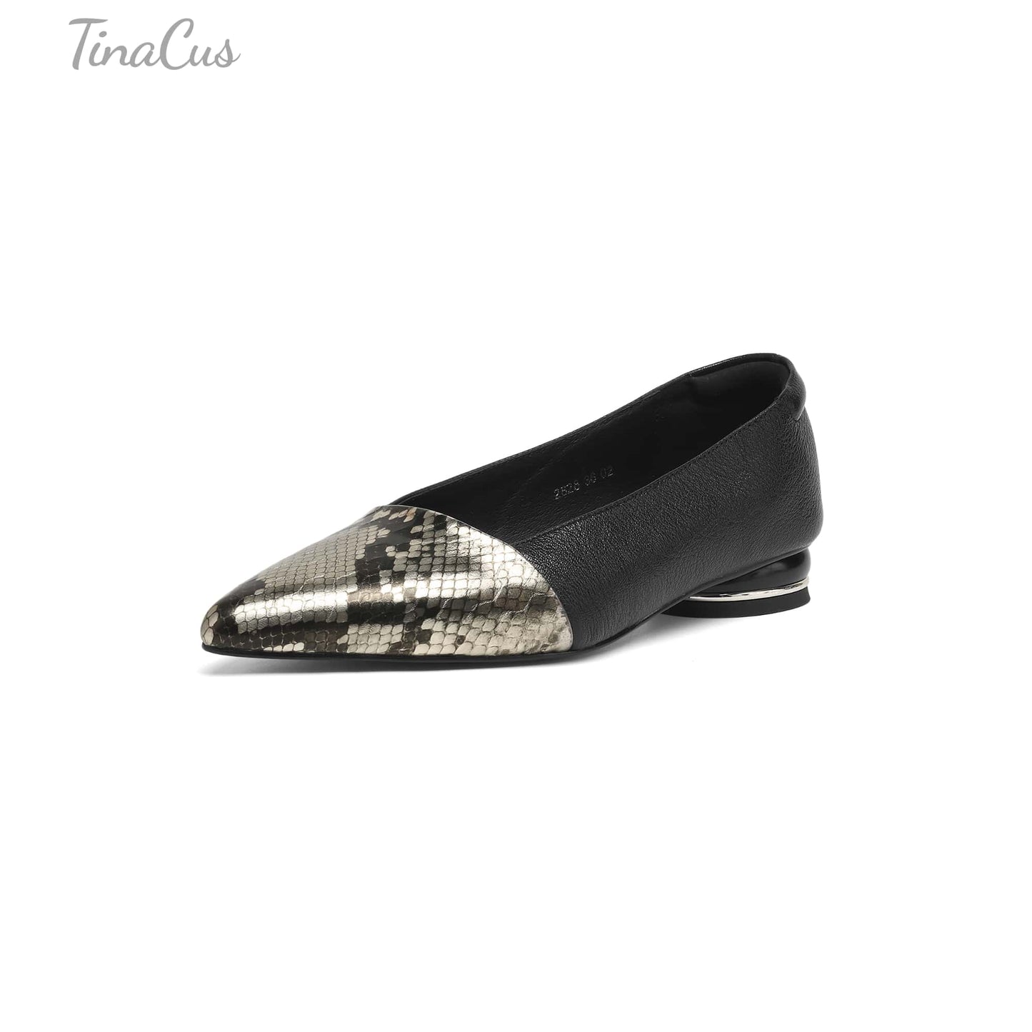 TinaCus Handmade Women's Genuine/Suede Leather Pointed Toe Printed Snakeskin Ballet Flats Shoes