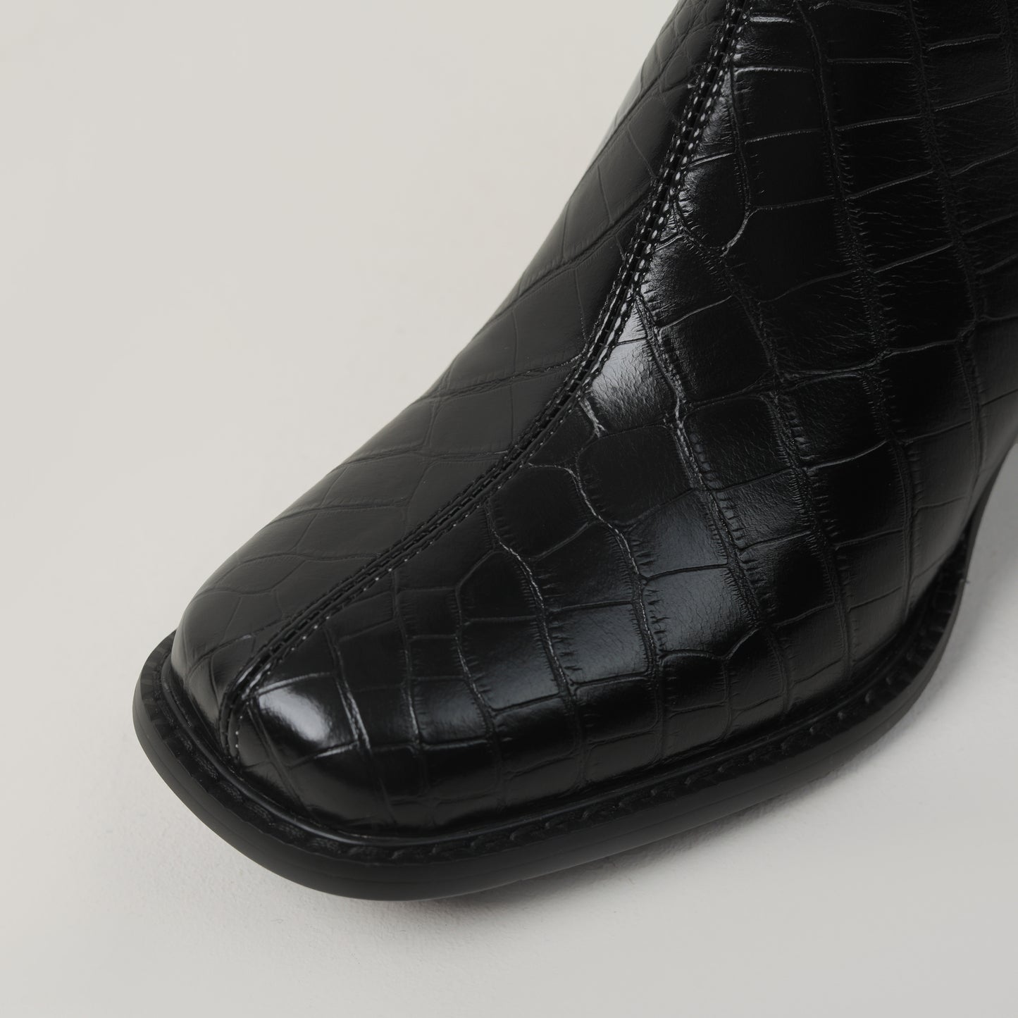 TinaCus Women's Square Toe Genuine Leather Handmade Block Heel Back Zip Knee High Boots