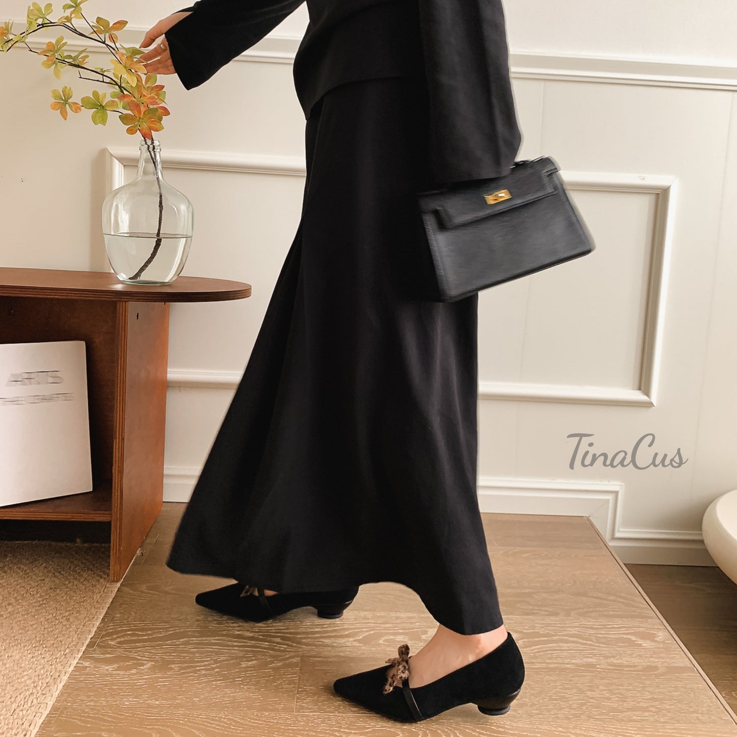 TinaCus Women's Pointed Toe Suede Leather Handmade Bowknot Low Heels Cute Loafers Shoes