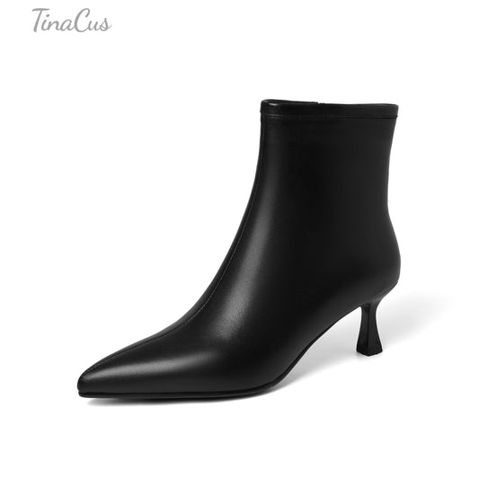 TinaCus Women's Pointed Toe Side Zipper Elegant Kitten Heel Ankle Boots