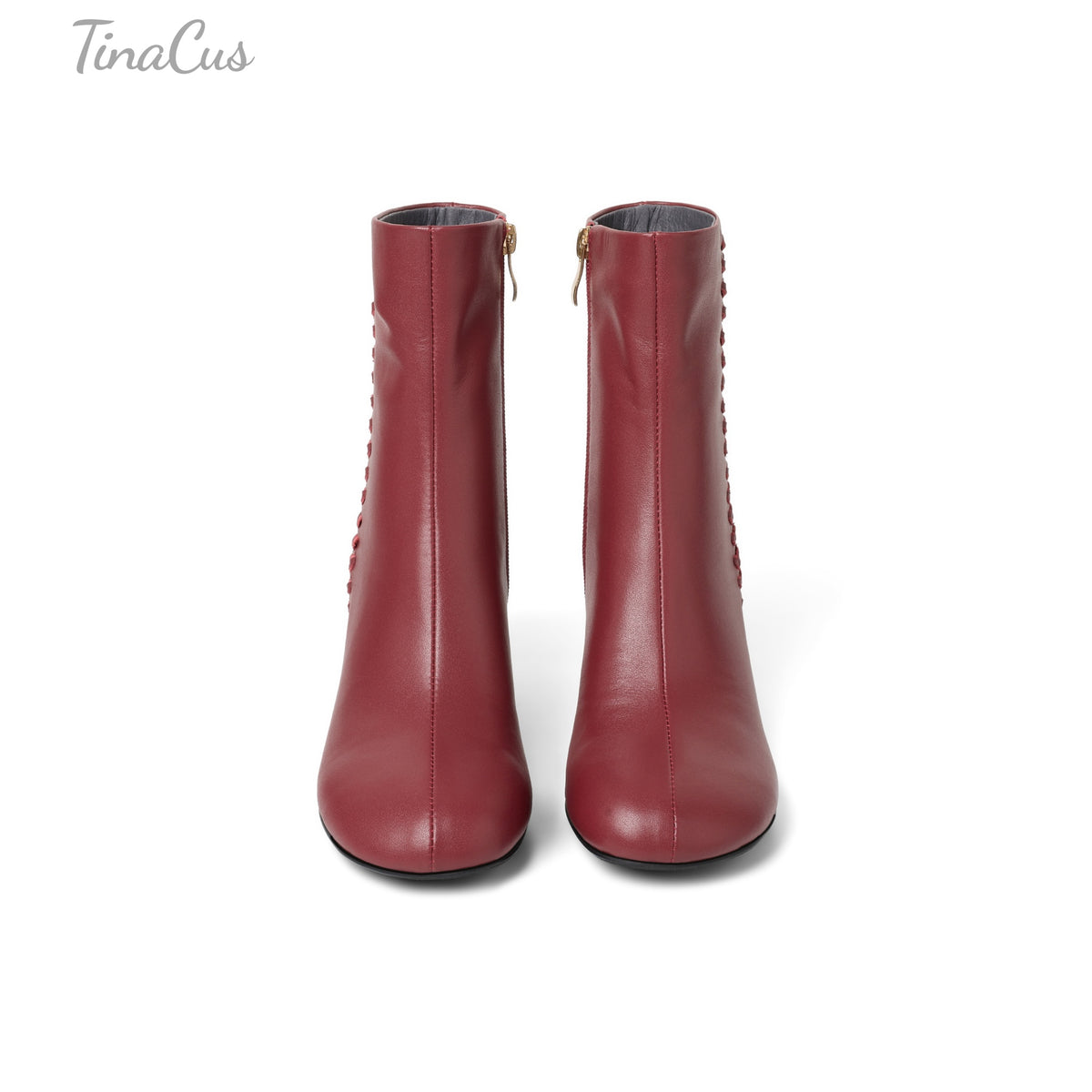 TinaCus Women’s Handmade Round Toe Side Zipper Kitten Heel Dress Ankle Booties