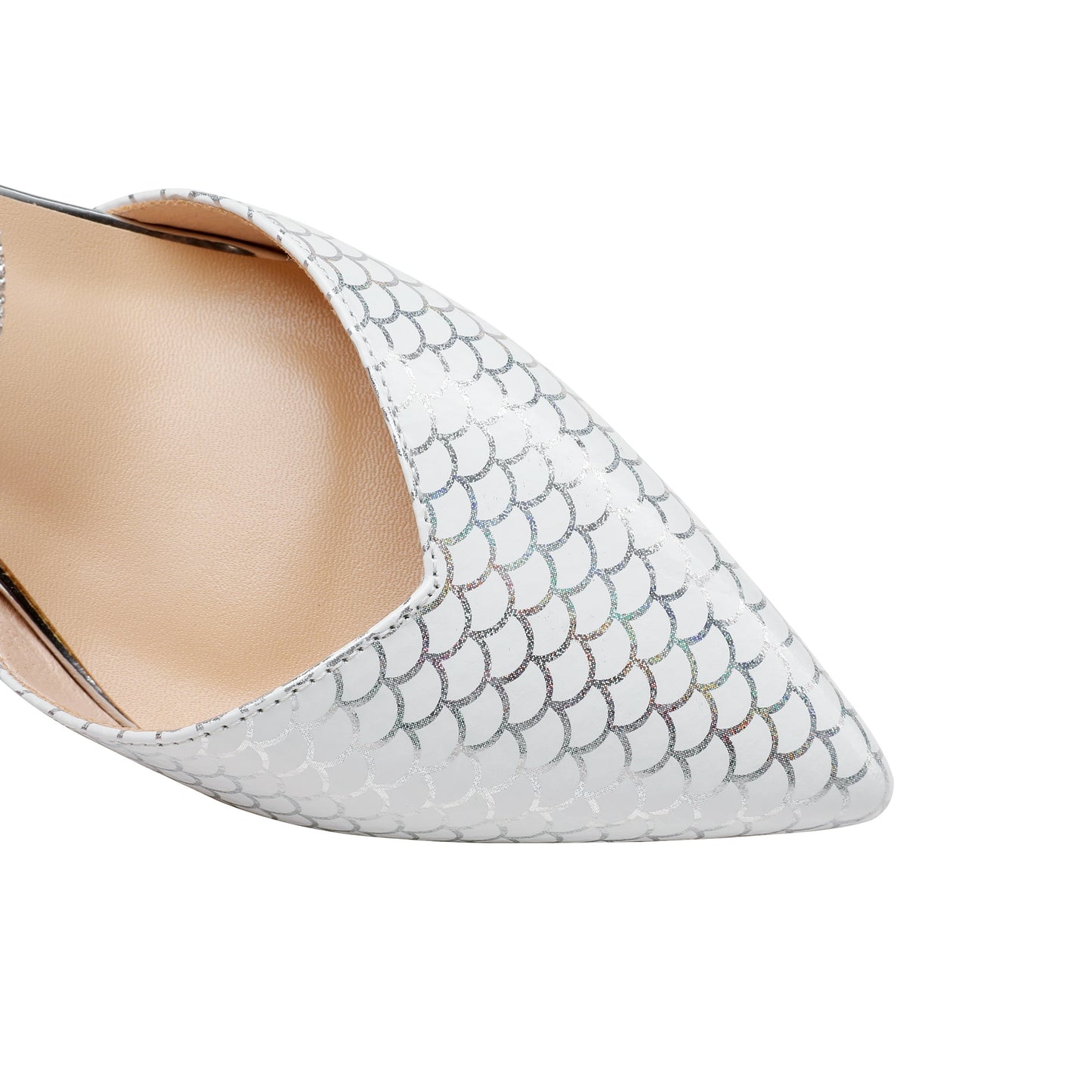 TinaCus Printed Genuine Leather Women's Pointed Toe Handmade Rhinestoes Décor Low Chunky Heels Slippers