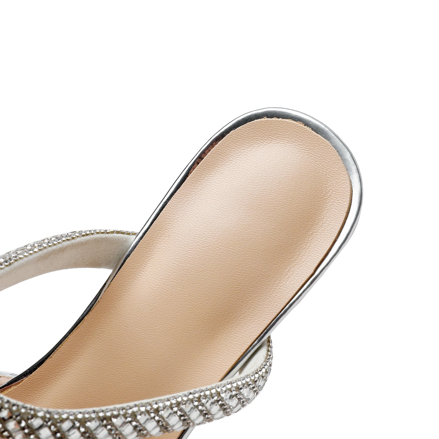 TinaCus Printed Genuine Leather Women's Pointed Toe Handmade Rhinestoes Décor Low Chunky Heels Slippers