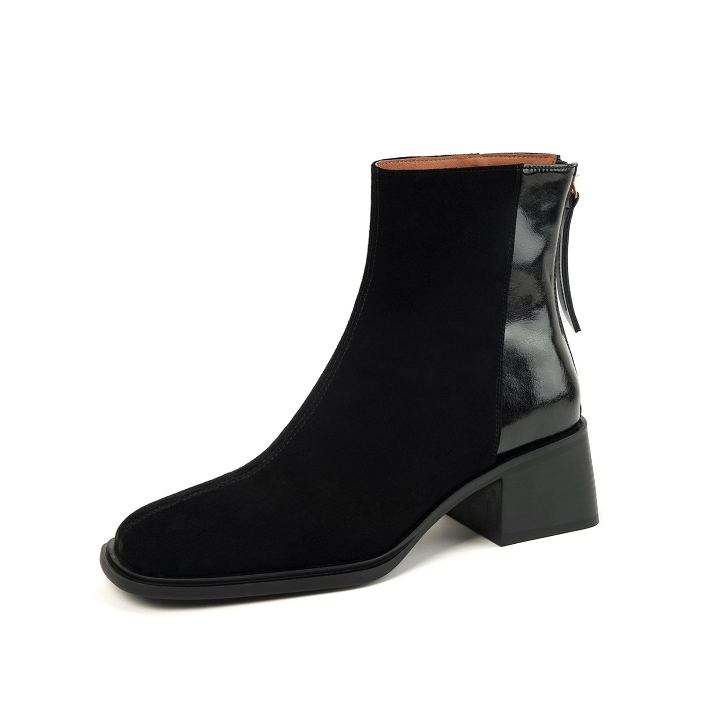 TinaCus Women's Suede Leather Handmade Zip Up Block Heel Ankle Boots