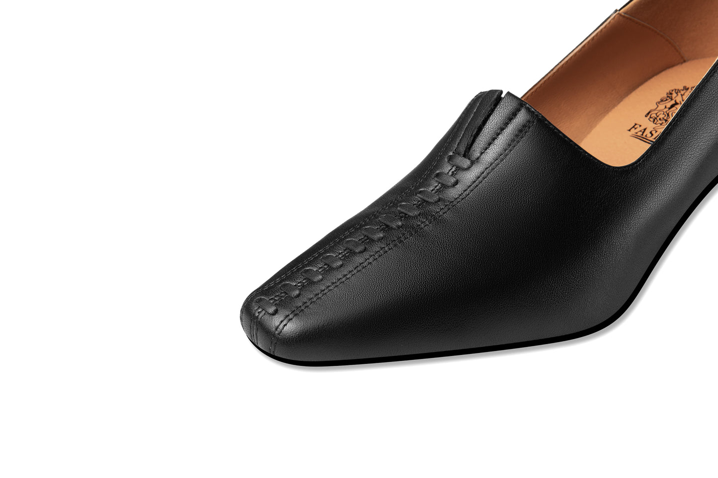 TinaCus Handmade Women's Slip On Genuine Leather Spool Heel Pumps