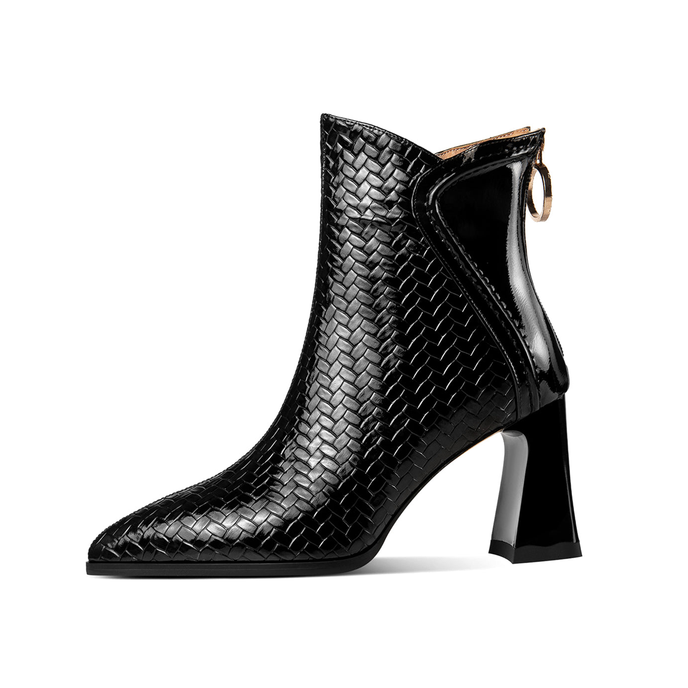 TinaCus Women's Genuine Leather Handmade High Heel Stylish Ring Shaped Zipper Ankle Boots