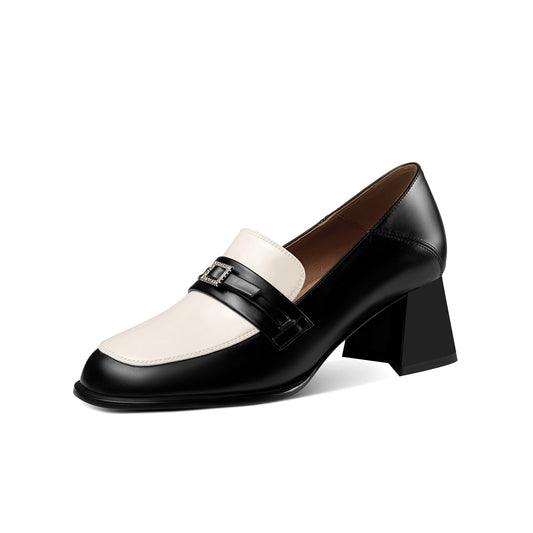 TinaCus Women's Assorted Colors Genuine Leather Handmade Slip On Chunky Heel Pumps