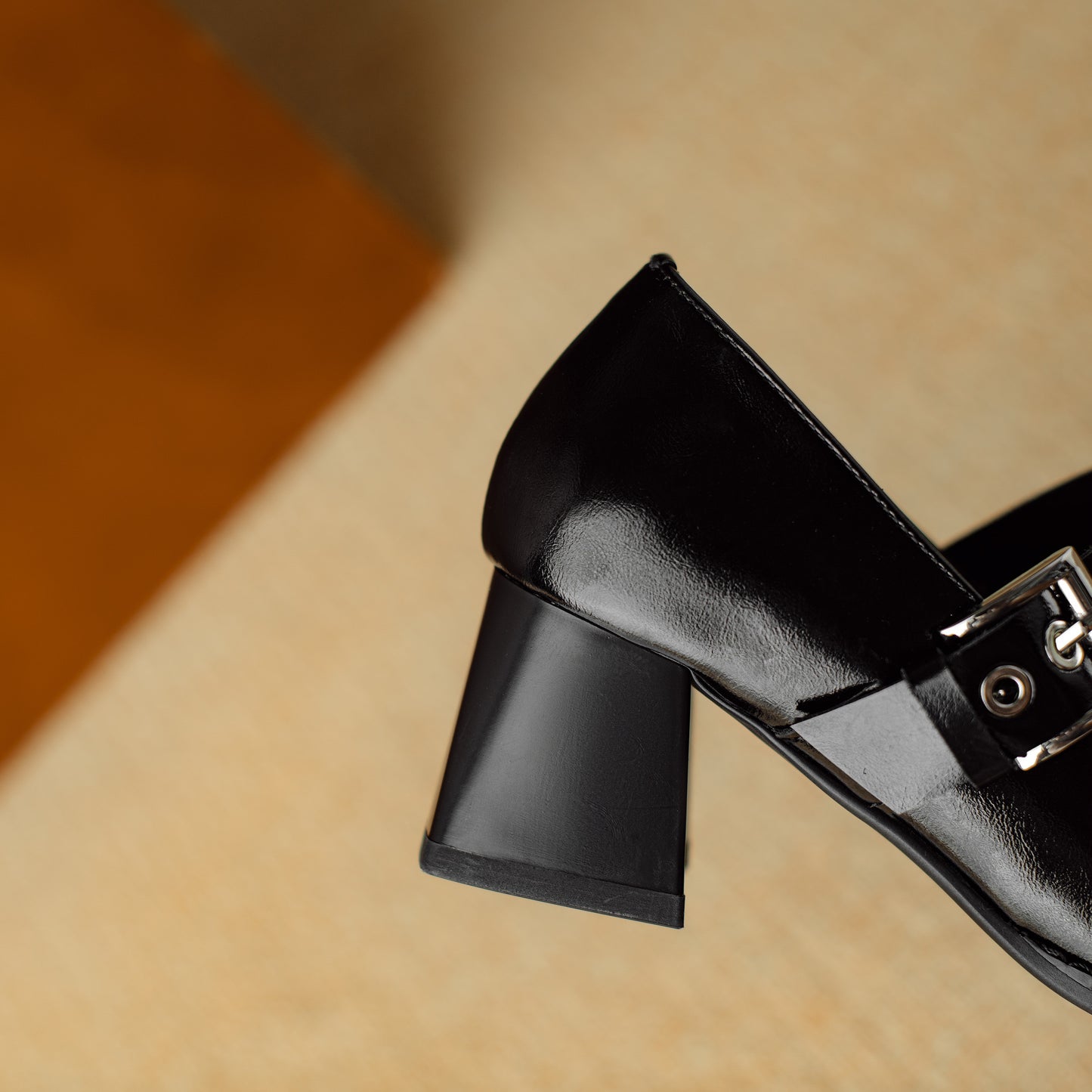 TinaCus Genuine Leather Women's Square Toe Handmade Strap Buckle Mid Chunky Heels Stylish Mary Jane Shoes