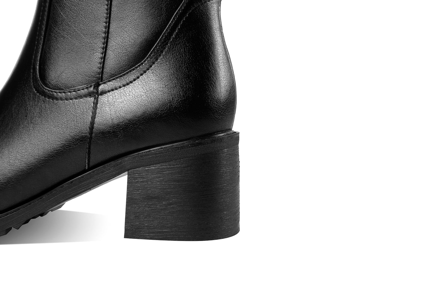 TinaCus Handmade Women's Round Toe Genuine Leather Side Zip Up Chunky Heel Buckle Knee High Boots