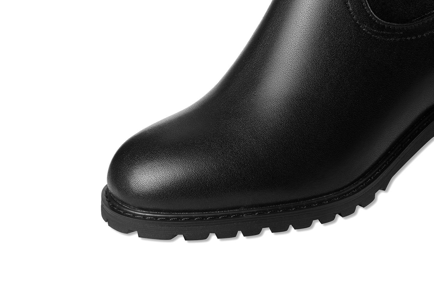 TinaCus Handmade Women's Genuine Leather Side Zip Up Round Toe Block Heel Buckle Knee High Boots