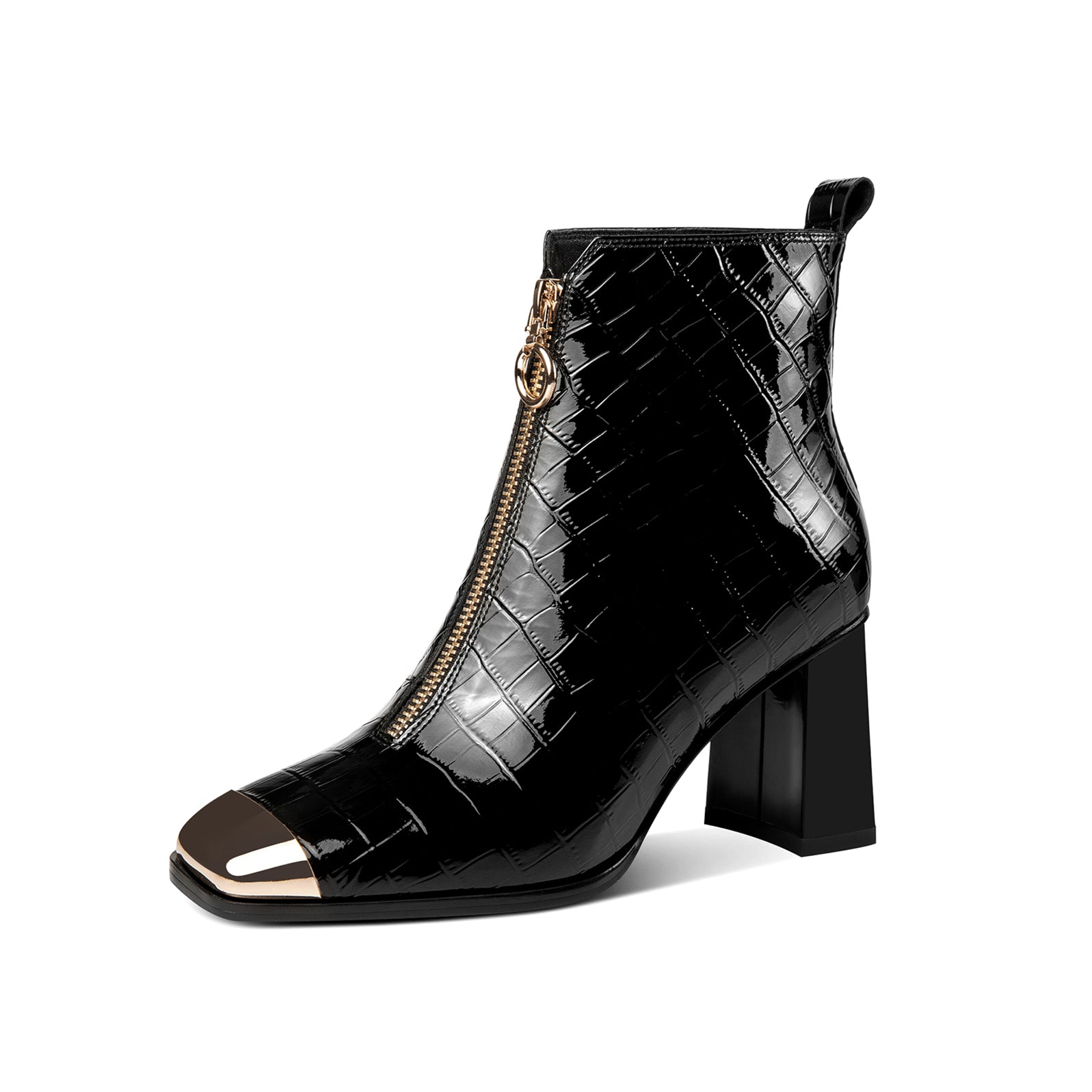chanel black patent leather boots