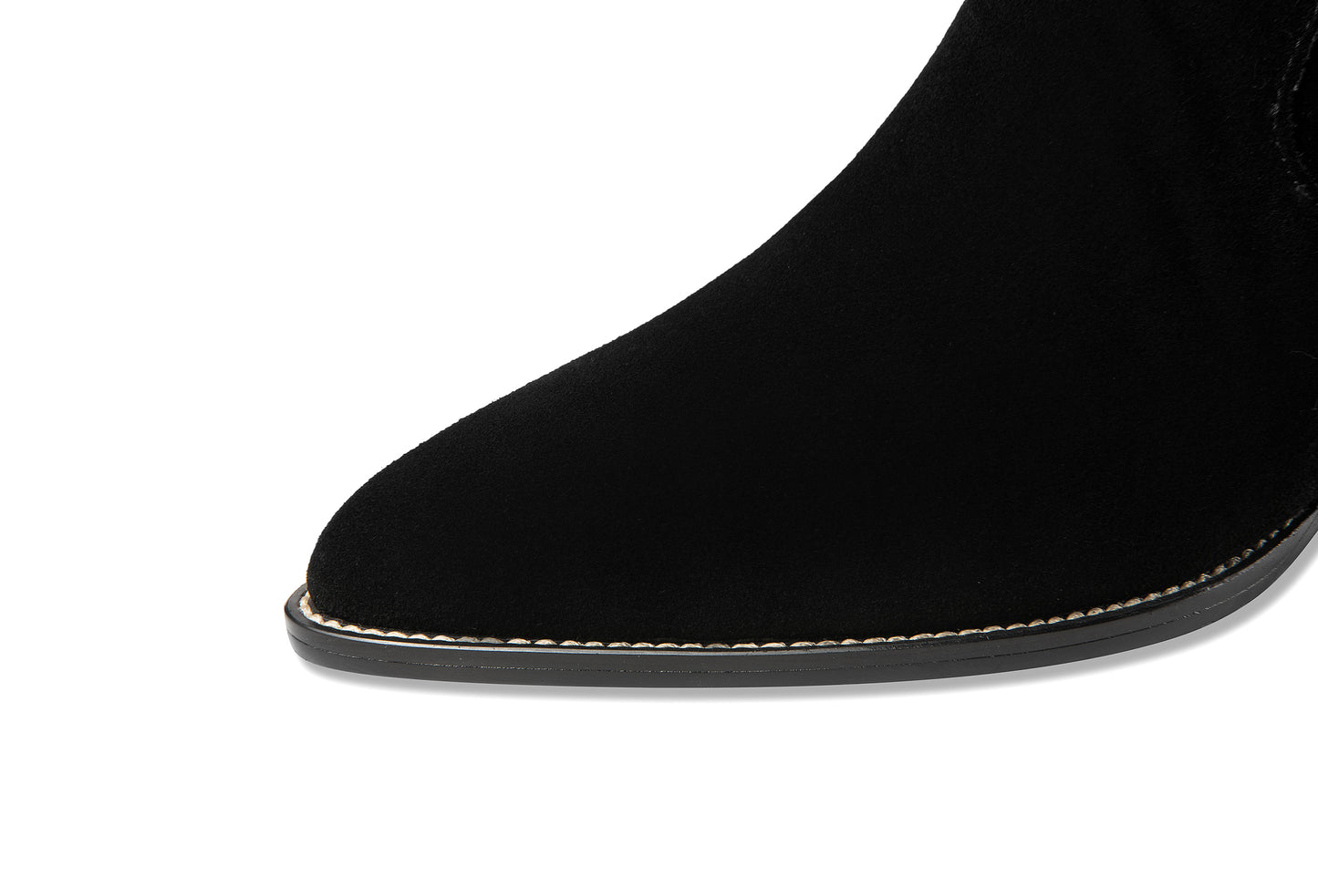 TinaCus Handmade Women's Pointed Toe Suede Leather Block Heel Side Zip Up Mid-Calf Boots
