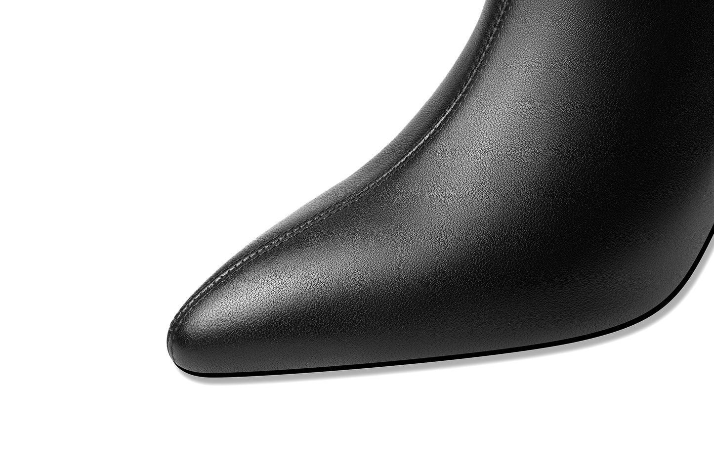 TinaCus Handmade Women's Genuine Leather Rhinestones Bowknot Pointed Toe Side Zipper Mid Spool Heel Ankle Boots