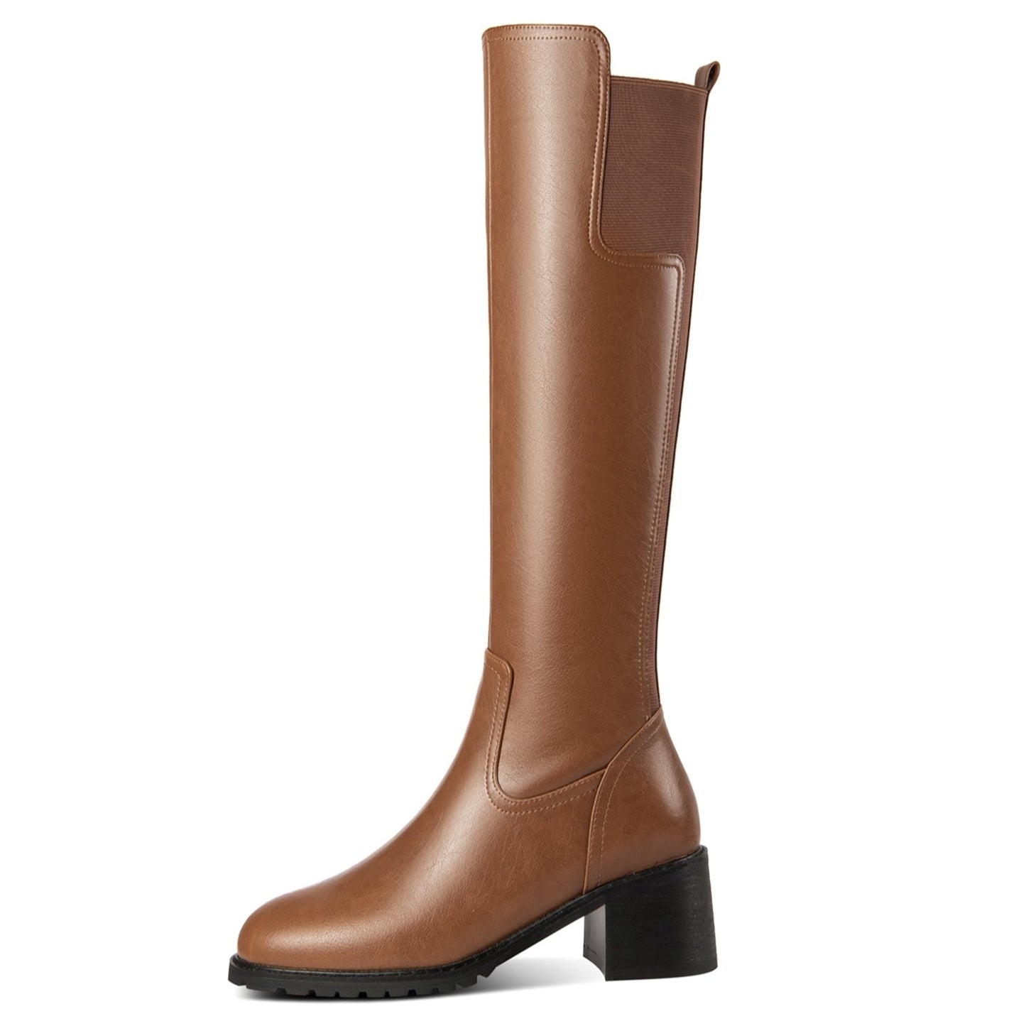 TinaCus Handmade Women's Genuine Leather Zip Up Round Toe Knee High Boots