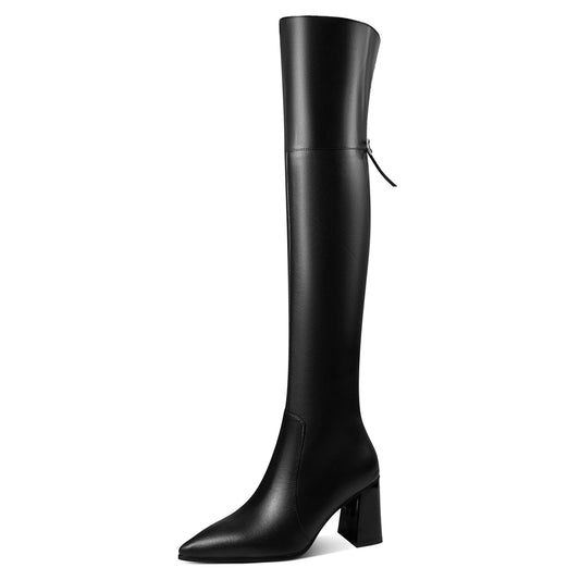 TinaCus Handmade Women's Genuine Leather Zip Up Over the Knee High Boots