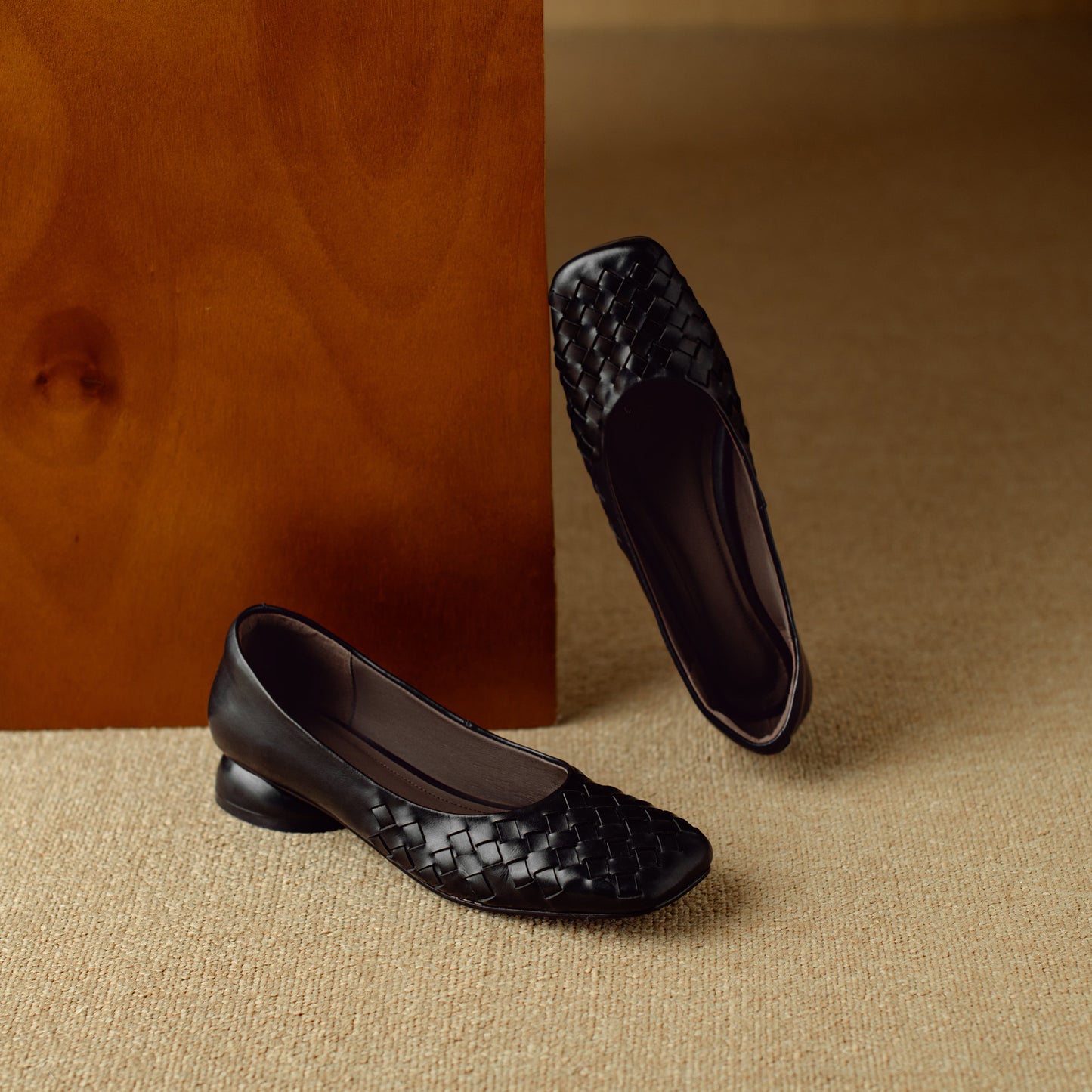 TinaCus Women's Genuine Leather Comfortable Weave Square Toe Slip On Casual Flats Dressy Shoes