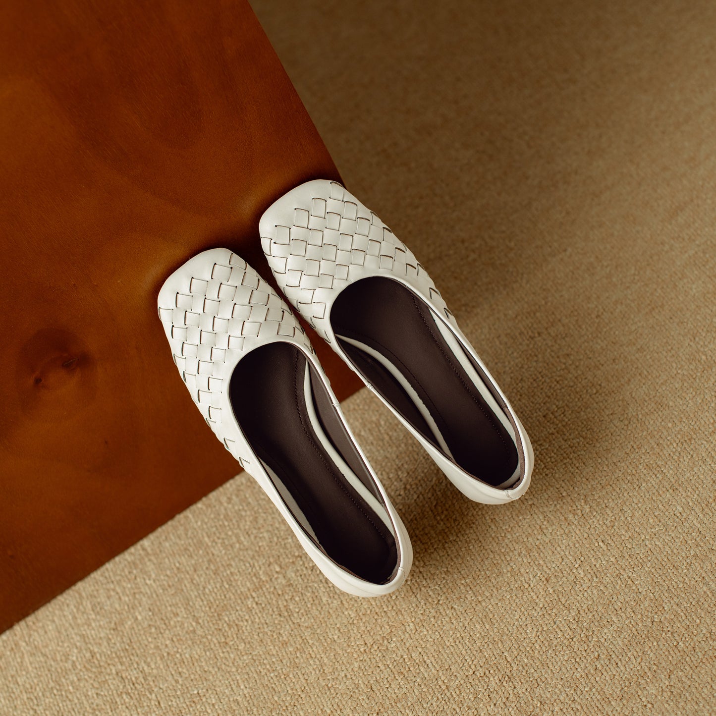 TinaCus Women's Genuine Leather Comfortable Weave Square Toe Slip On Casual Flats Dressy Shoes