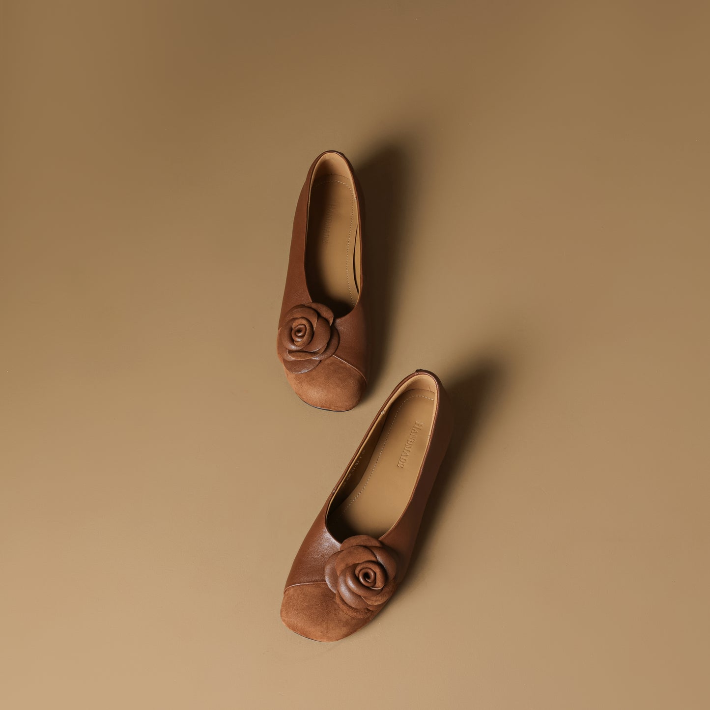 TinaCus Handmade Women's Genuine Leather Floral Closed Toe Lightweight Dressy Ballet Shoes