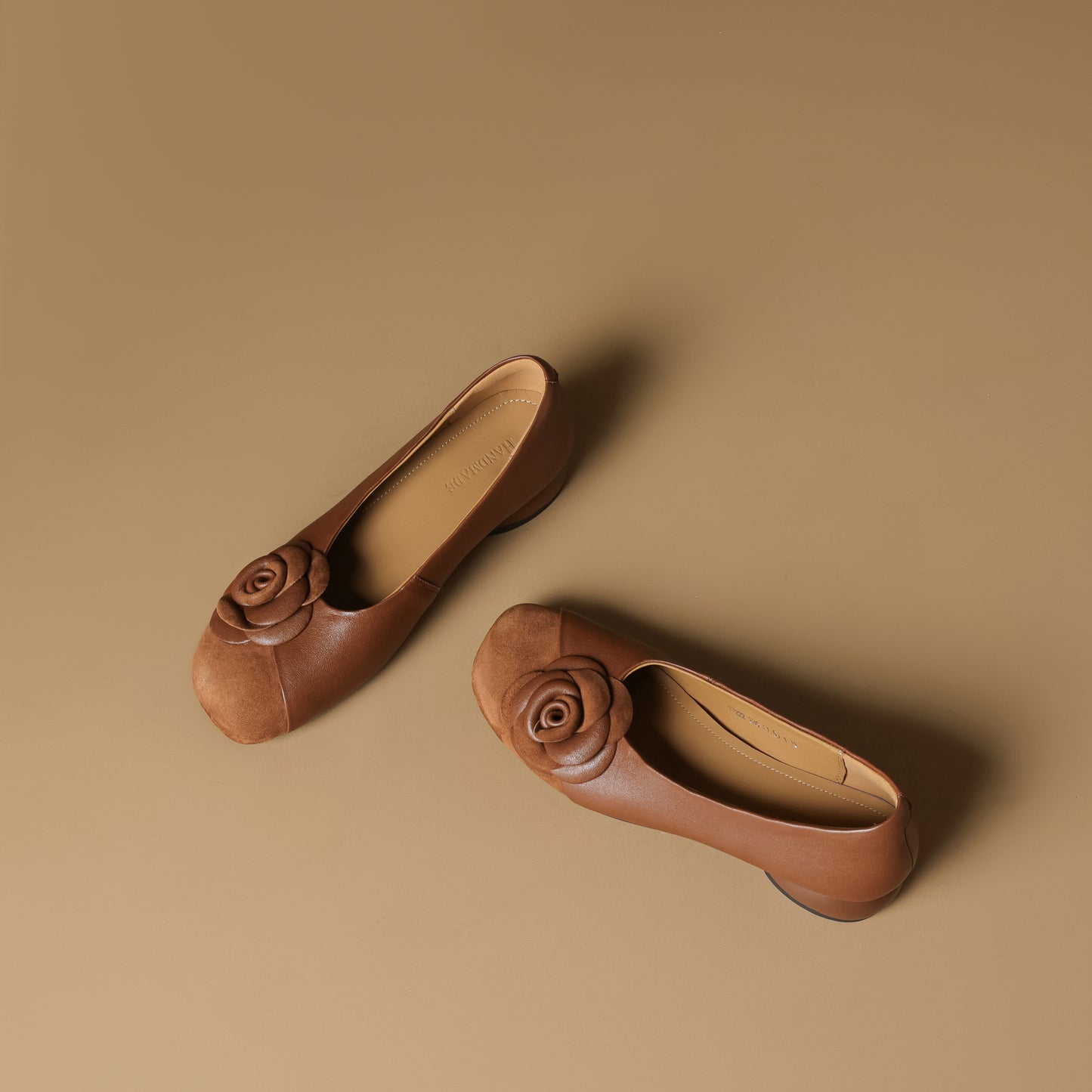 TinaCus Handmade Women's Genuine Leather Floral Closed Toe Lightweight Dressy Ballet Shoes