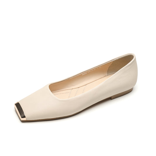 TinaCus Damen-Schlupfschuhe aus echtem Leder, handgefertigt, quadratische Zehenpartie, flache Schuhe