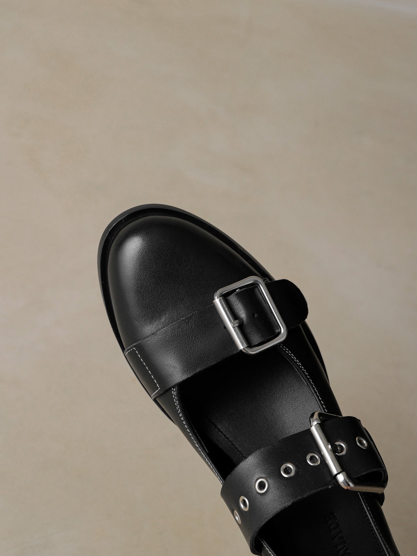 TinaCus Round Toe Genuine Leather Handmade Strap Buckle Low Chunky Heels Women's Mary Jane Shoes