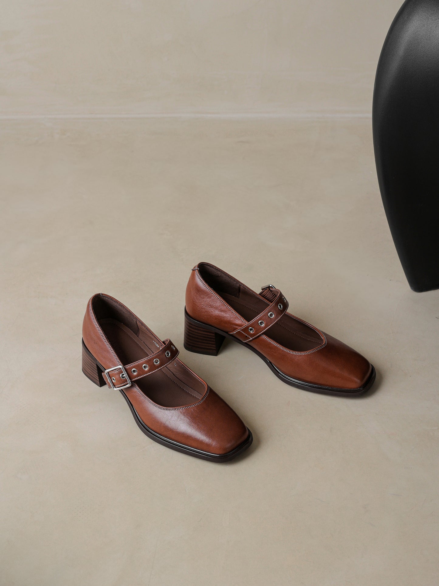 TinaCus Women's Mary Jane Handmade Genuine Leather Buckle Square Toe Chunky Block Pumps Shoes