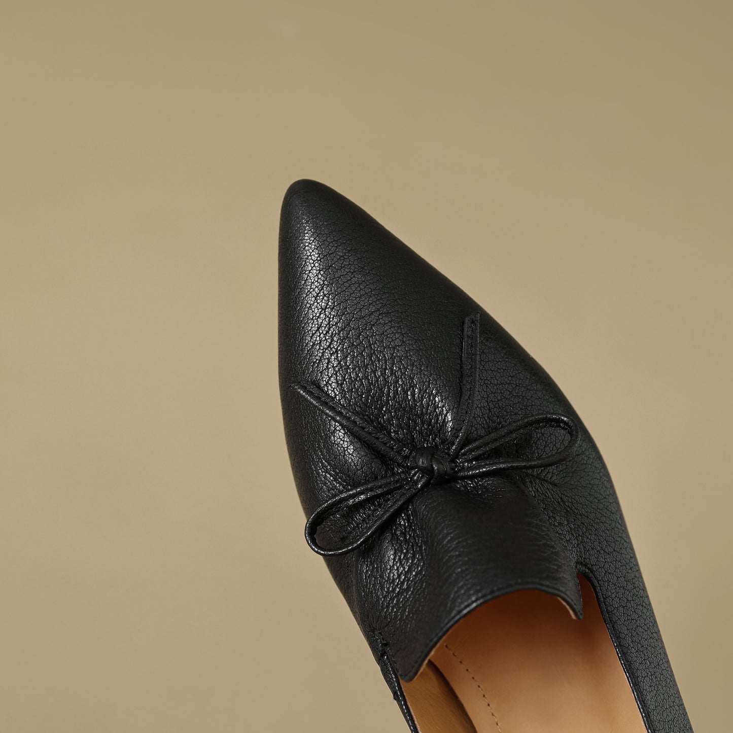 TinaCus Women's Cute Bowtie Handmade Pointed Toe Genuine Leather Slip On Low Heels Shoes