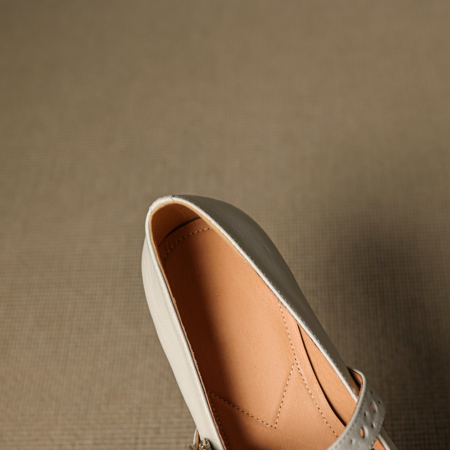 TinaCus Handmade Women's Genuine Leather Round Toe Perforated Ballet Flats with Adjustable Buckle