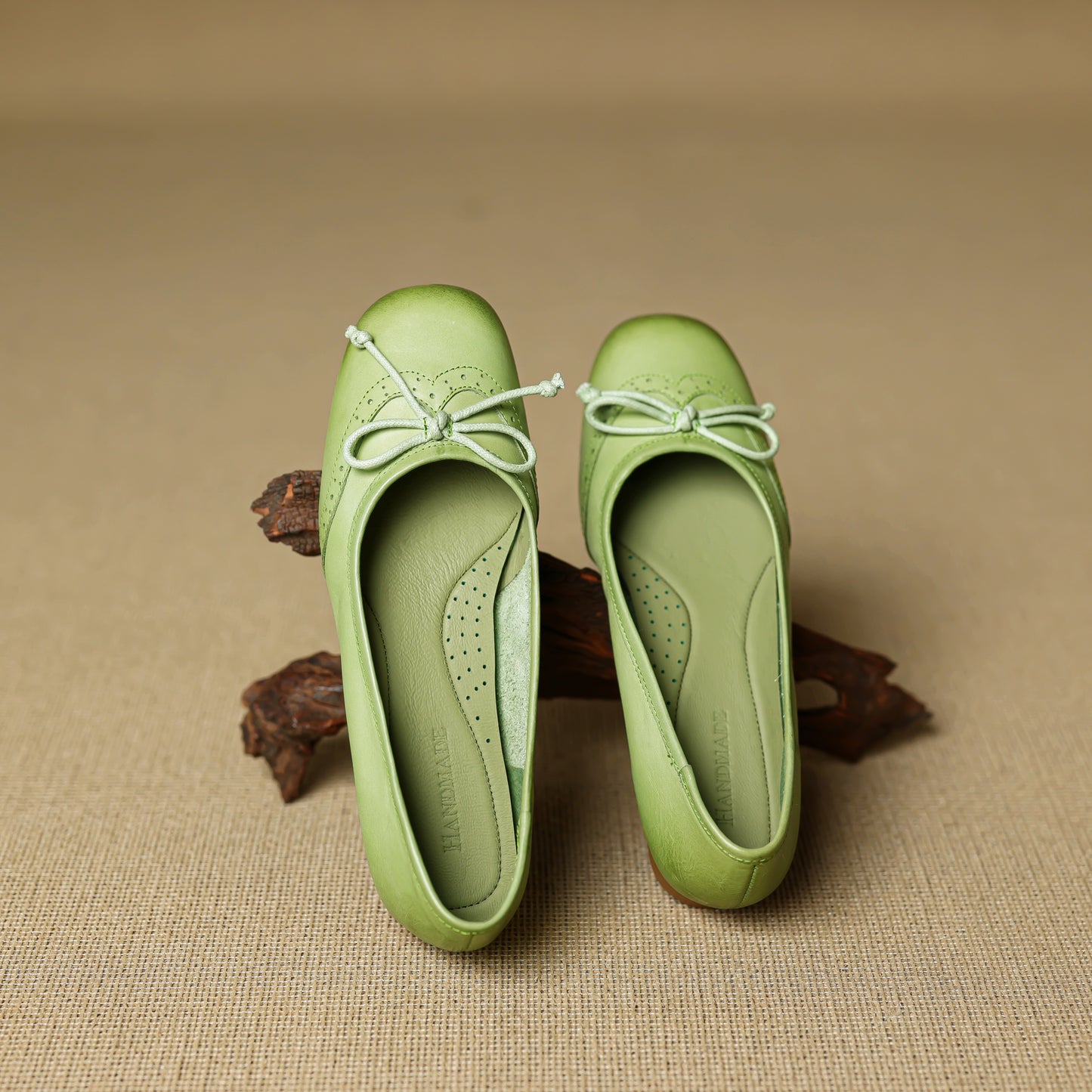 TinaCus Handmade Women's Genuine Leather Square Toe Baroque Ballet Flats with Bowtie