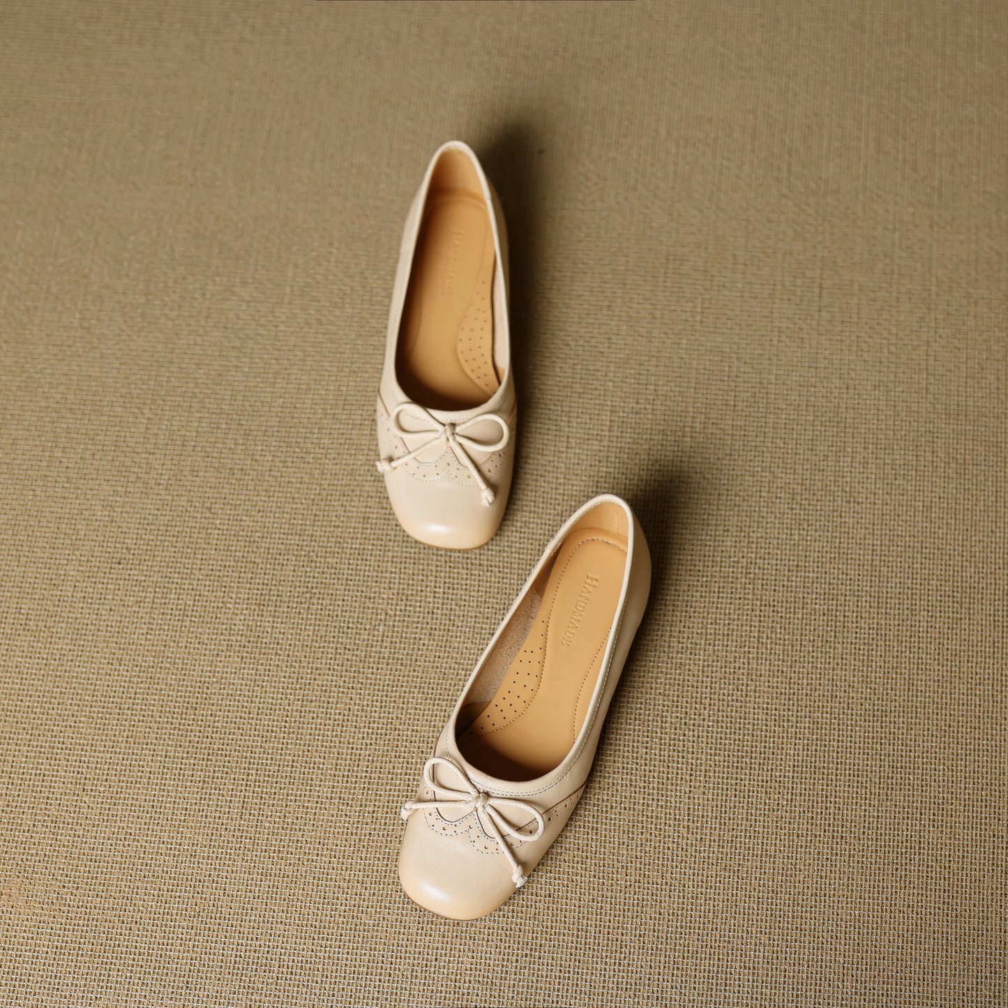 TinaCus Handmade Women's Genuine Leather Square Toe Baroque Ballet Flats with Bowtie